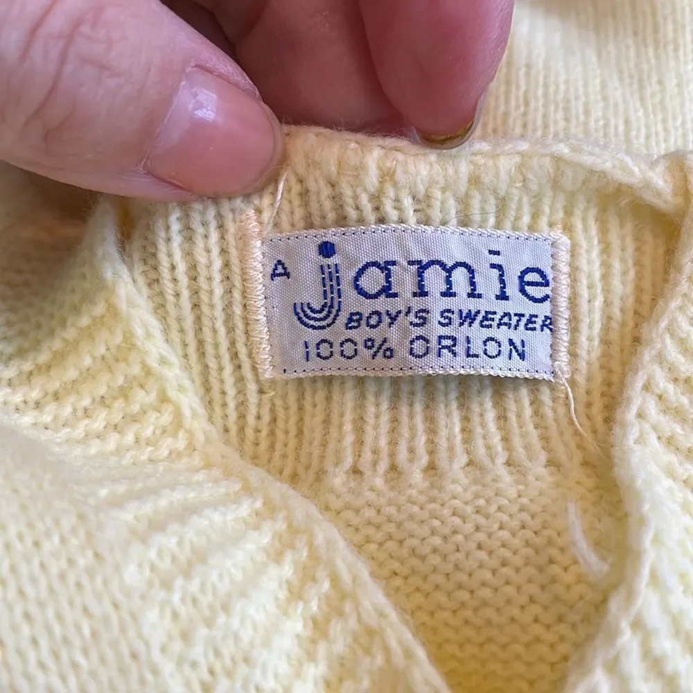 Vtg 60s A Jamie Boy’s sweater yellow infant/babycardigan‎